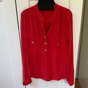 Vince Women’s coral silk Long-Sleeve Blouse